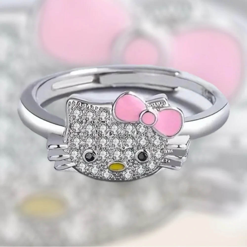 ‼️$7‼️ Hello Kitty Adjustable Ring Rhinestone Enamel Alloy - Picture 1 of 7